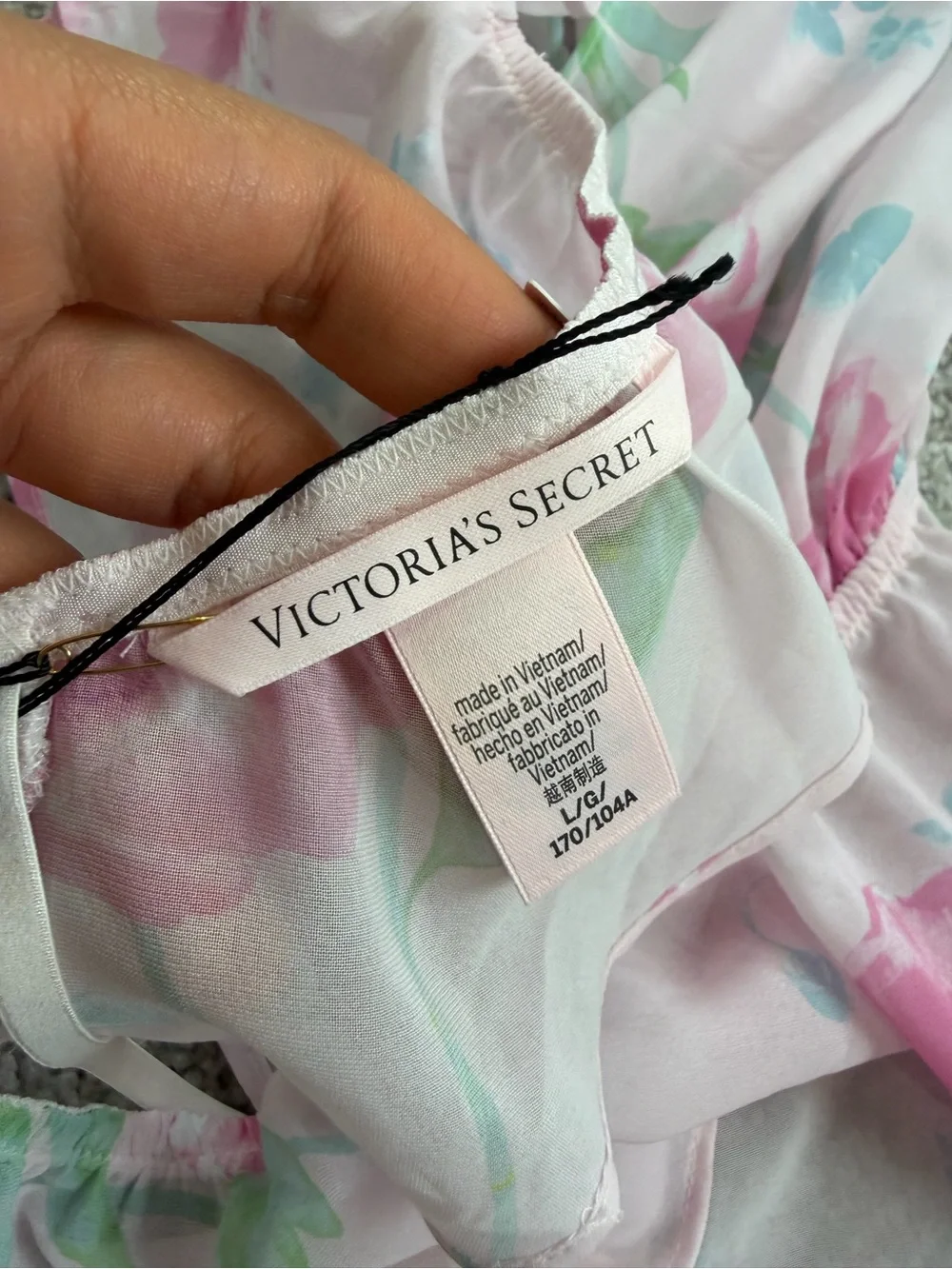 Victoria's Secret pink floral halter lingerie one piece romper size L